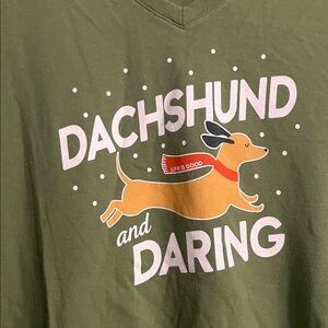 Life Is Good Dachshund and Daring Christmas Holiday long Sleeve Crusher Tee XL